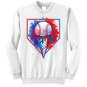 Cute Melting Ice Cream Baseball Ball Home Plate Sweatshirt