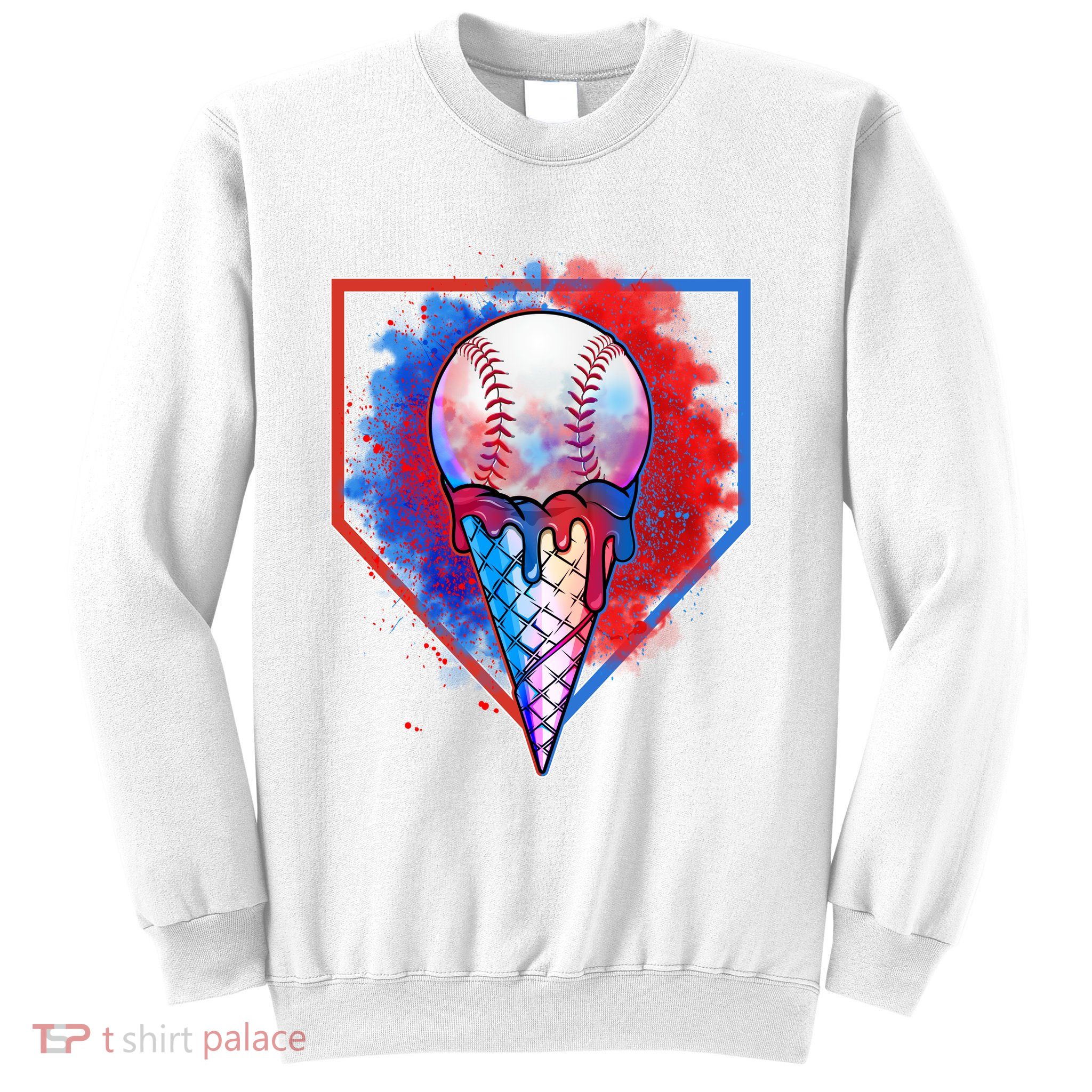 Cute Melting Ice Cream Baseball Ball Home Plate Sweatshirt