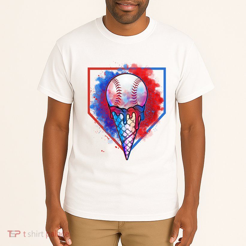 Cute Melting Ice Cream Baseball Ball Home Plate Tall T-Shirt