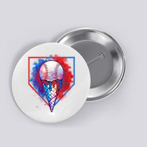 Cute Melting Ice Cream Baseball Ball Home Plate Button