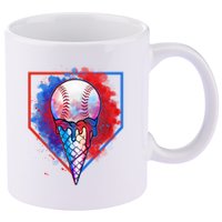 Cute Melting Ice Cream Baseball Ball Home Plate 11oz C Handle Ceramic Mug