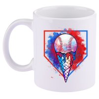 Cute Melting Ice Cream Baseball Ball Home Plate 11oz C Handle Ceramic Mug
