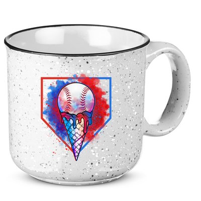 Cute Melting Ice Cream Baseball Ball Home Plate 15oz Campfire Ceramic Mug