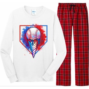 Cute Melting Ice Cream Baseball Ball Home Plate Long Sleeve Pajama Set