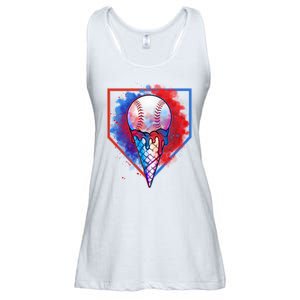 Cute Melting Ice Cream Baseball Ball Home Plate Ladies Essential Flowy Tank