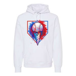 Cute Melting Ice Cream Baseball Ball Home Plate Premium Hoodie