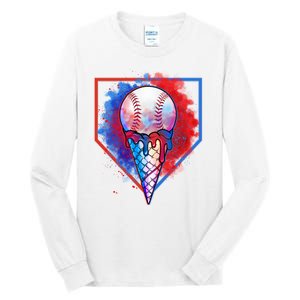 Cute Melting Ice Cream Baseball Ball Home Plate Tall Long Sleeve T-Shirt