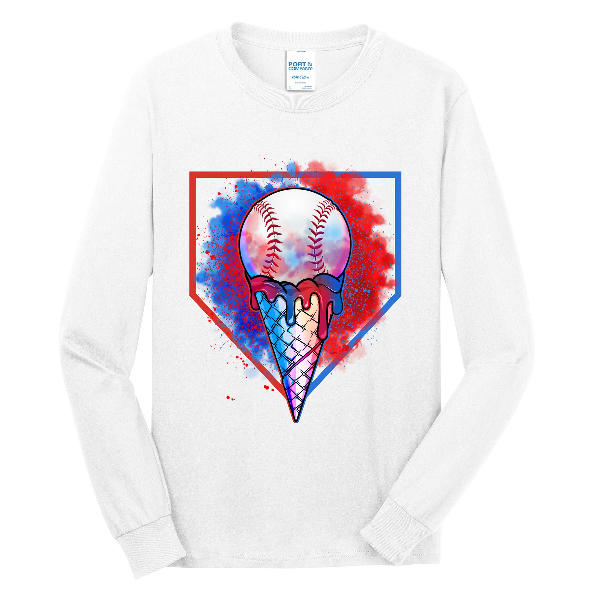 Cute Melting Ice Cream Baseball Ball Home Plate Tall Long Sleeve T-Shirt