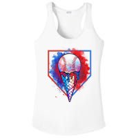 Cute Melting Ice Cream Baseball Ball Home Plate Ladies PosiCharge Competitor Racerback Tank