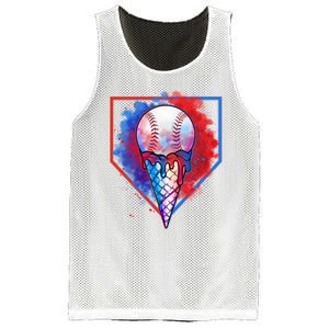 Cute Melting Ice Cream Baseball Ball Home Plate Mesh Reversible Basketball Jersey Tank