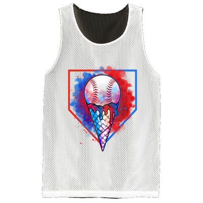 Cute Melting Ice Cream Baseball Ball Home Plate Mesh Reversible Basketball Jersey Tank