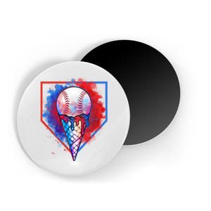 Cute Melting Ice Cream Baseball Ball Home Plate Magnet