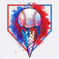 Cute Melting Ice Cream Baseball Ball Home Plate Poster