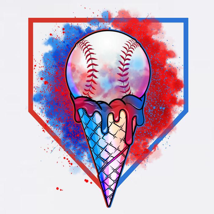 Cute Melting Ice Cream Baseball Ball Home Plate Poster