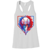 Cute Melting Ice Cream Baseball Ball Home Plate Women's Racerback Tank