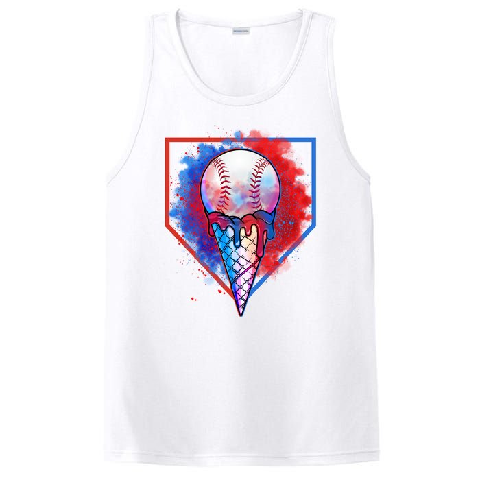 Cute Melting Ice Cream Baseball Ball Home Plate PosiCharge Competitor Tank