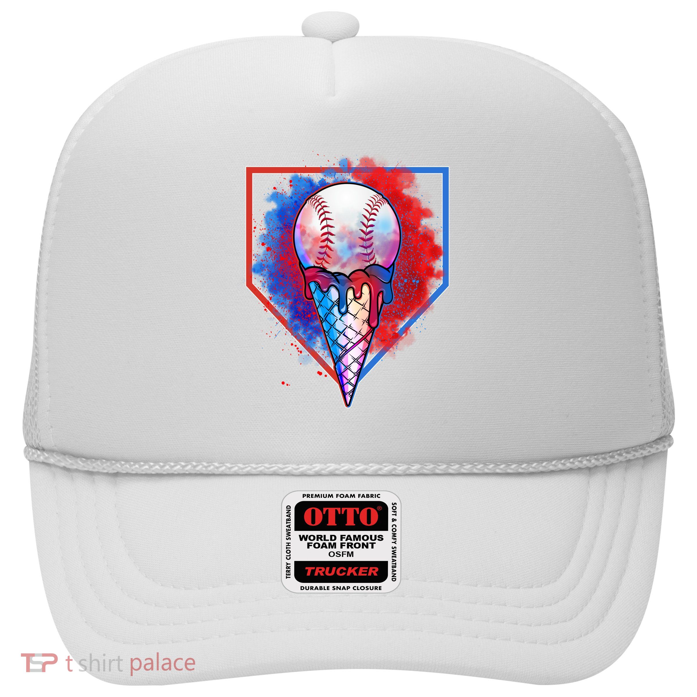 Cute Melting Ice Cream Baseball Ball Home Plate Trucker Hat