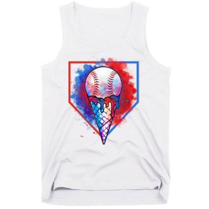 Cute Melting Ice Cream Baseball Ball Home Plate Tank Top