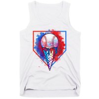 Cute Melting Ice Cream Baseball Ball Home Plate Tank Top