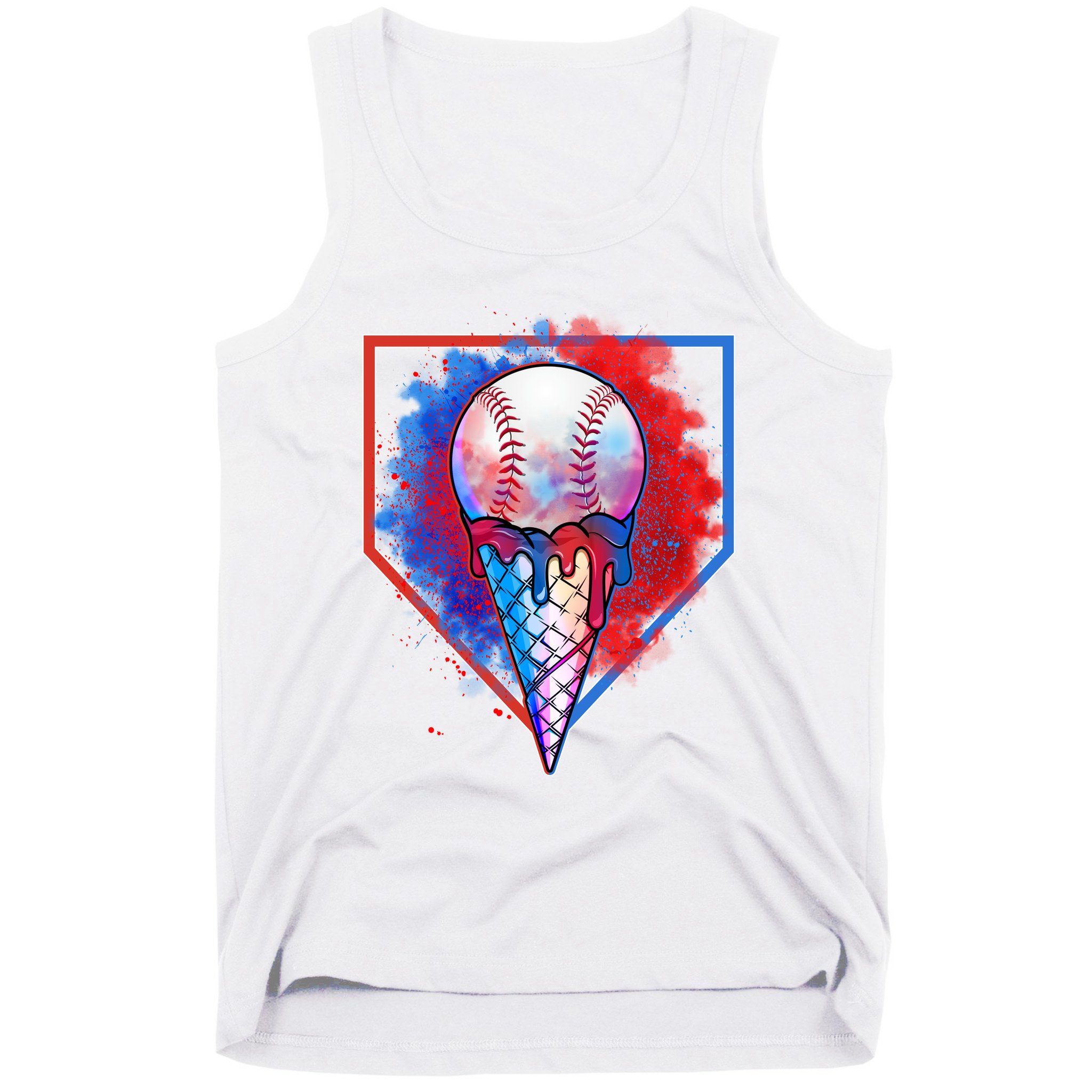 Cute Melting Ice Cream Baseball Ball Home Plate Tank Top
