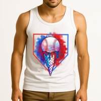 Cute Melting Ice Cream Baseball Ball Home Plate Tank Top