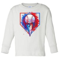 Cute Melting Ice Cream Baseball Ball Home Plate Toddler Long Sleeve Shirt