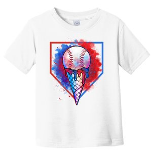 Cute Melting Ice Cream Baseball Ball Home Plate Toddler T-Shirt