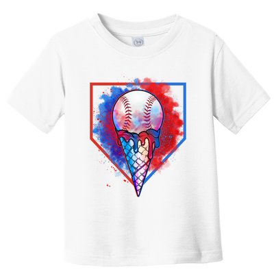 Cute Melting Ice Cream Baseball Ball Home Plate Toddler T-Shirt
