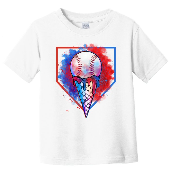 Cute Melting Ice Cream Baseball Ball Home Plate Toddler T-Shirt