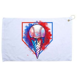 Cute Melting Ice Cream Baseball Ball Home Plate Grommeted Golf Towel