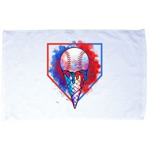 Cute Melting Ice Cream Baseball Ball Home Plate Microfiber Hand Towel