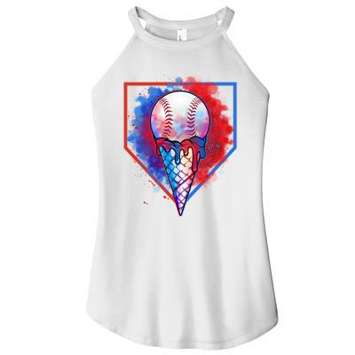 Cute Melting Ice Cream Baseball Ball Home Plate Women’s Perfect Tri Rocker Tank