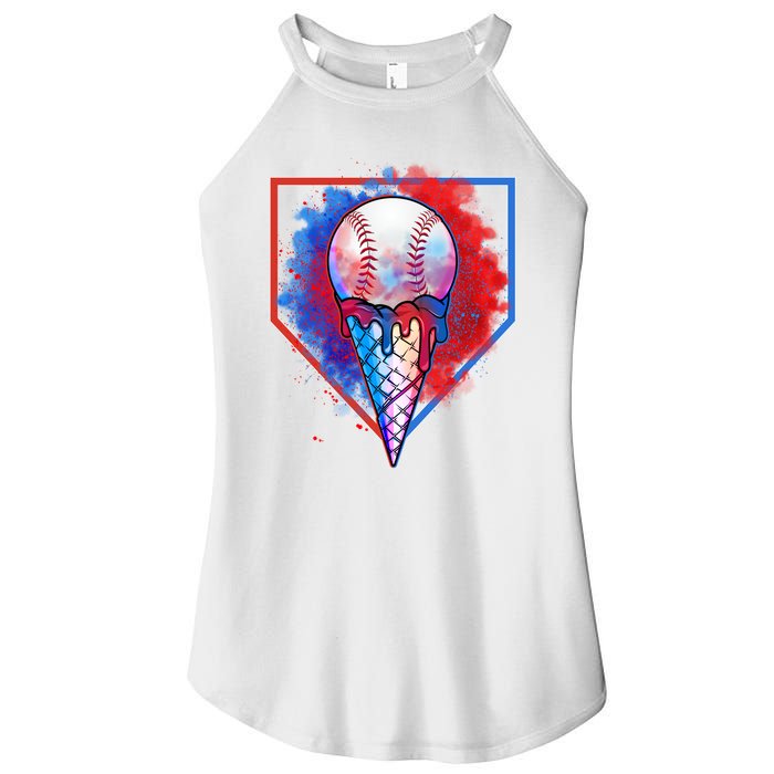 Cute Melting Ice Cream Baseball Ball Home Plate Women's Perfect Tri Rocker Tank