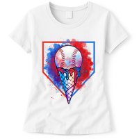 Cute Melting Ice Cream Baseball Ball Home Plate Womens T-Shirt