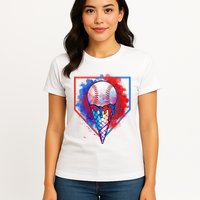 Cute Melting Ice Cream Baseball Ball Home Plate Womens T-Shirt