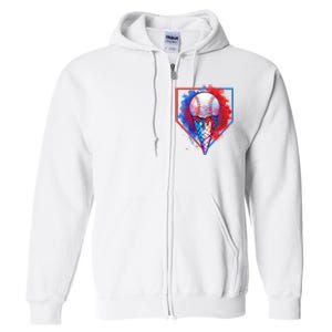 Cute Melting Ice Cream Baseball Ball Home Plate Full Zip Hoodie