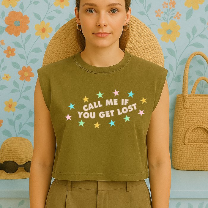 Call Me If You Get Lost Garment-Dyed Women's Muscle Tee