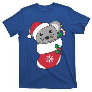 Cute Mouse In Christmas Sock For Christmas Mice Gift T-Shirt