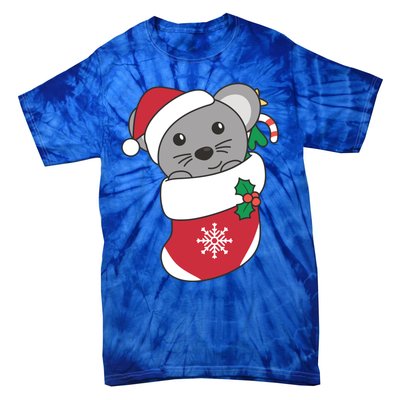 Cute Mouse In Christmas Sock For Christmas Mice Gift Tie-Dye T-Shirt