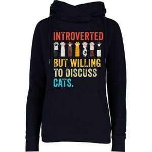 Cat Meow Introverted But Willing To Discuss Retro Cats Womens Funnel Neck Pullover Hood