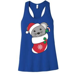 Cute Mouse In Christmas Sock For Christmas Mice Gift Women's Racerback Tank