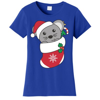 Cute Mouse In Christmas Sock For Christmas Mice Gift Women's T-Shirt