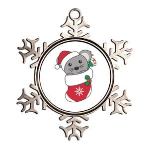 Cute Mouse In Christmas Sock For Christmas Mice Gift Metallic Star Ornament