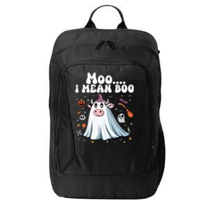 Cute Moo I Mean Boo Halloween Cow Ghost Moo Gift City Backpack