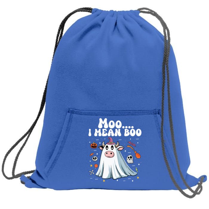 Cute Moo I Mean Boo Halloween Cow Ghost Moo Gift Sweatshirt Cinch Pack Bag