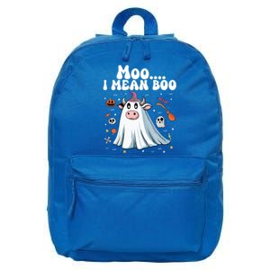 Cute Moo I Mean Boo Halloween Cow Ghost Moo Gift 16 in Basic Backpack