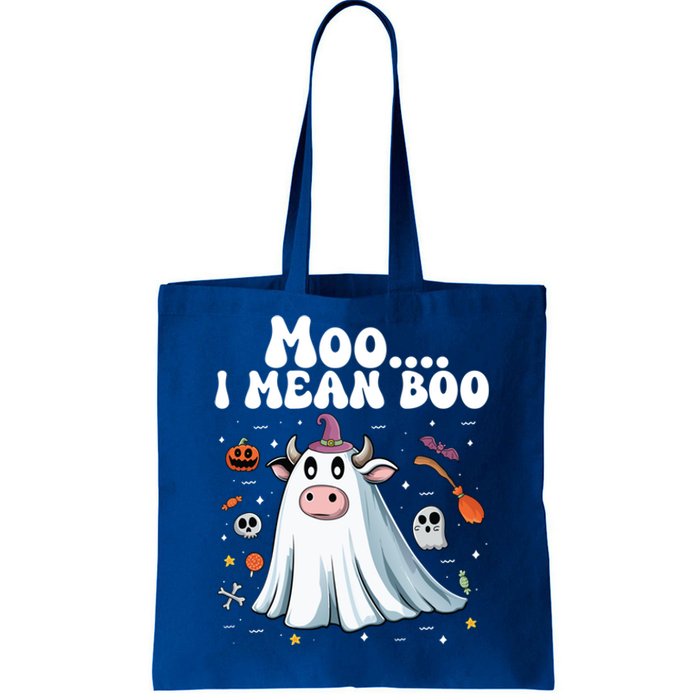 Cute Moo I Mean Boo Halloween Cow Ghost Moo Gift Tote Bag