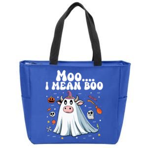 Cute Moo I Mean Boo Halloween Cow Ghost Moo Gift Zip Tote Bag