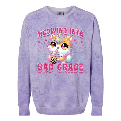 Cute Meowing Into 3rd Grade Cat For First Day Of 3rd Grade Colorblast Crewneck Sweatshirt