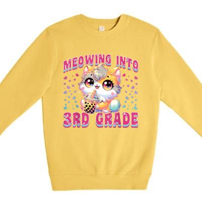 Cute Meowing Into 3rd Grade Cat For First Day Of 3rd Grade Premium Crewneck Sweatshirt